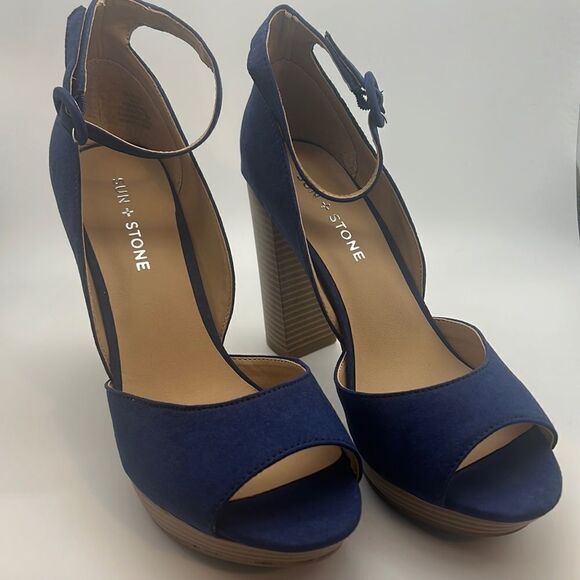 SUN + STONE Reeta Block-Heel Platform Sandals - Picture 1 of 9